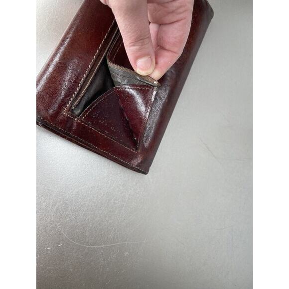 Bosca Leather Bifold With Flap Wallet Brown Snap Purse Check Book - Picture 8 of 10
